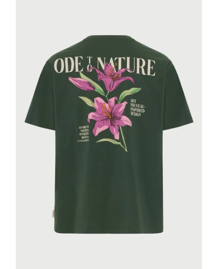 FUNKY BUDDHA  Ανδρικό relaxed t-shirt με τύπωμα στην πλάτη FBM013-078-04 BISTROT GREEN
