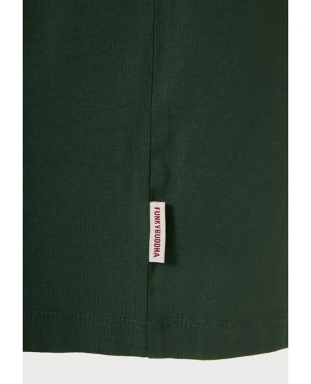 FUNKY BUDDHA  Ανδρικό relaxed t-shirt με τύπωμα στην πλάτη FBM013-078-04 BISTROT GREEN