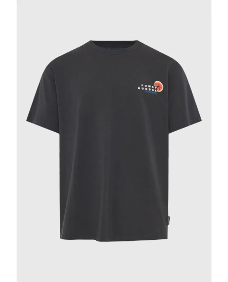 FUNKY BUDDHA  Men's relaxed t-shirt with print on the back FBM013-087-04 ANTHRACITE