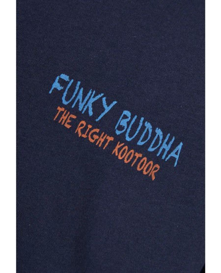 FUNKY BUDDHA  Ανδρικό t-shirt με τύπωμα στην πλάτη  FBM013-074-04 NAVY