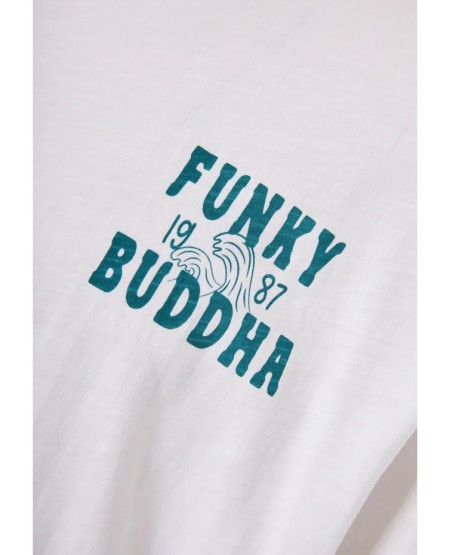 FUNKY BUDDHA Men's cotton t-shirt with print on the back FBM013-062-04 WHITE