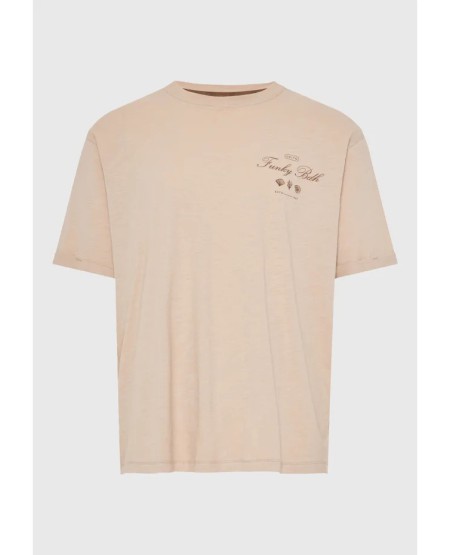FUNKY BUDDHA Ανδρικό βαμβακερό relaxed t-shirt με τύπωμα FBM013-020-04 FOG
