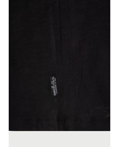 FUNKY BUDDHA Ανδρικό βαμβακερό relaxed t-shirt με τύπωμα FBM013-020-04 BLACK