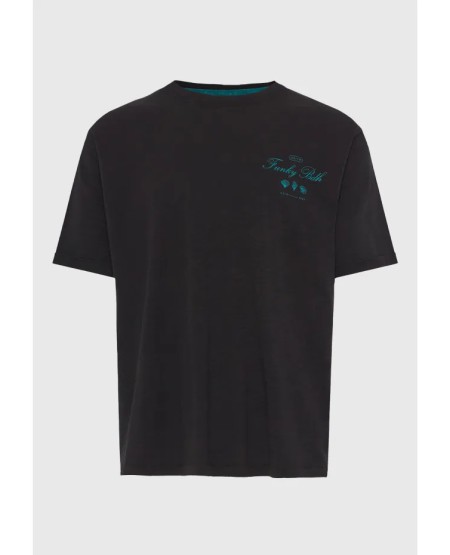 FUNKY BUDDHA Men's relaxed t-shirt with print FBM013-020-04 BLACK