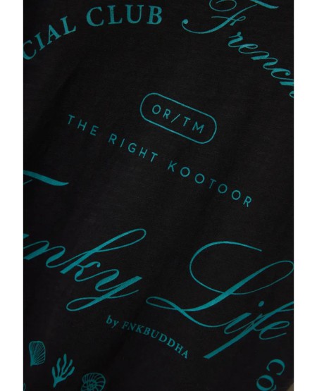 FUNKY BUDDHA Ανδρικό βαμβακερό relaxed t-shirt με τύπωμα FBM013-020-04 BLACK