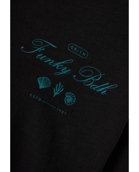 FUNKY BUDDHA Men's relaxed t-shirt with print FBM013-020-04 BLACK