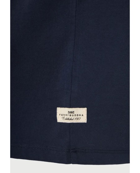 FUNKY BUDDHA Ανδρικό μονόχρωμο T-shirt - The basics collection FBM013-001-04 NAVY