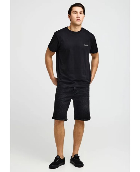 FUNKY BUDDHA Ανδρικό μονόχρωμο T-shirt - The basics collection FBM013-001-04 BLACK
