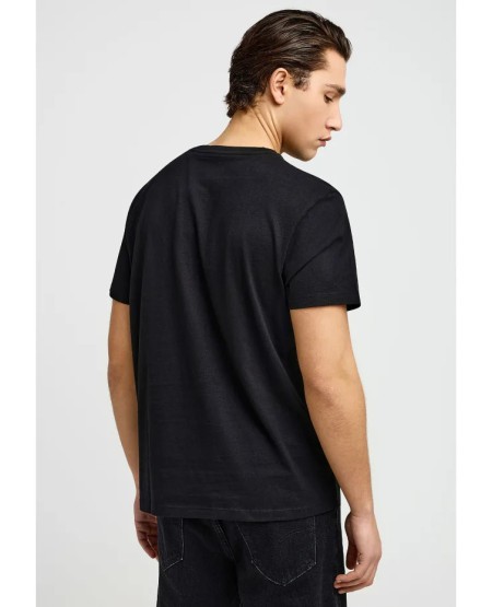 FUNKY BUDDHA Ανδρικό μονόχρωμο T-shirt - The basics collection FBM013-001-04 BLACK
