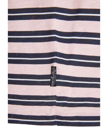FUNKY BUDDHA  Ανδρικό ριγέ t-shirt από βαμβάκι FBM013-303-04 ROSE WATER