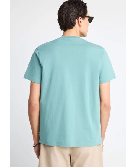 FUNKY BUDDHA Ανδρικό μονόχρωμο T-shirt - The basics collection FBM013-001-04 MINERAL BLUE