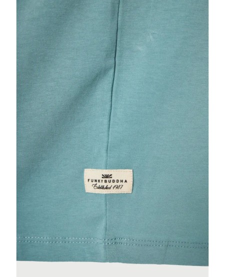 FUNKY BUDDHA Ανδρικό μονόχρωμο T-shirt - The basics collection FBM013-001-04 MINERAL BLUE