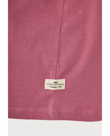 FUNKY BUDDHA Ανδρικό μονόχρωμο T-shirt - The basics collection FBM013-001-04 MELLOW MAUVE