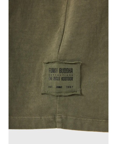 FUNKY BUDDHA  Ανδρικό βαμβακερό oversized αμάνικο t-shirt FBM013-007-04 DEEP FOREST