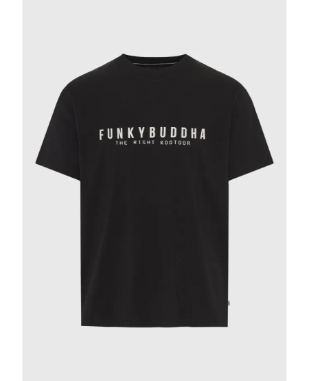 FUNKY BUDDHA Ανδρικό βαμβακερό t-shirt με τύπωμα  FBM013-011-04 BLACK