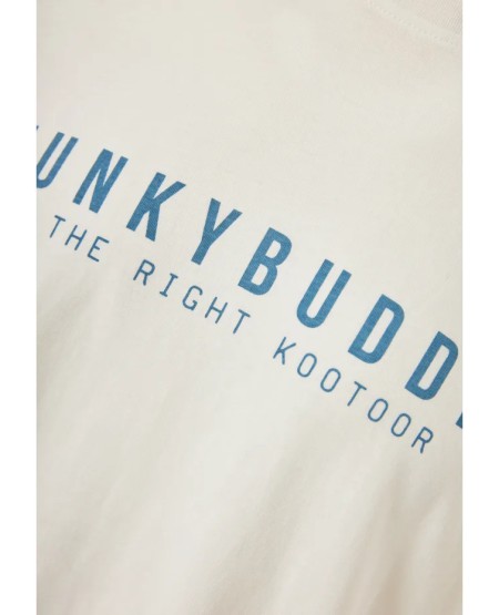FUNKY BUDDHA Ανδρικό βαμβακερό t-shirt με τύπωμα  FBM013-011-04 OFF WHITE