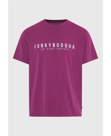 FUNKY BUDDHA Men's cotton t-shirt with print FBM013-011-04 WOOD VIOLET