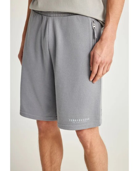 FUNKY BUDDHA Essential αθλητική βερμούδα με λογότυπο FBM013-050-03 STEEL GREY