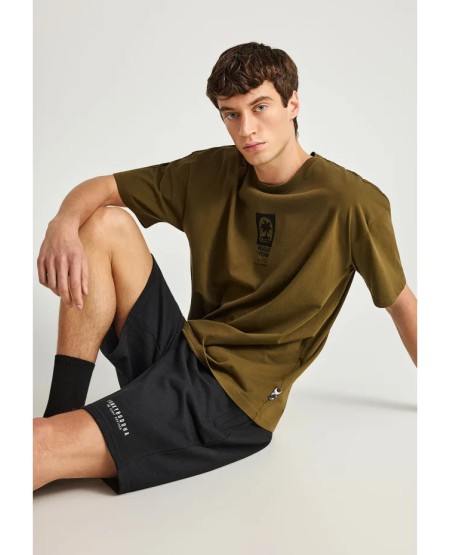 FUNKY BUDDHA Essential αθλητική βερμούδα με λογότυπο FBM013-050-03 BLACK