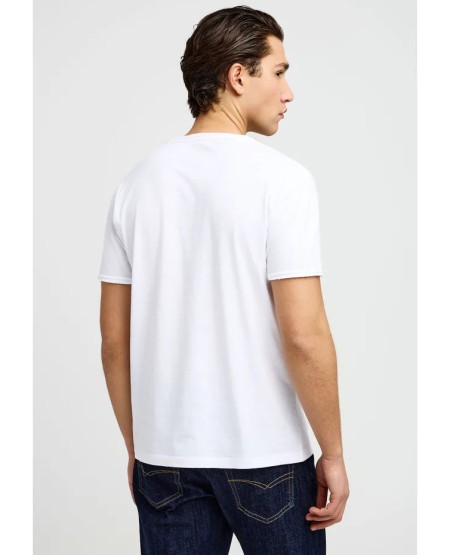 FUNKY BUDDHA  Men's cotton t-shirt with v-neck - The essentials FBM013-004-04 WHITE