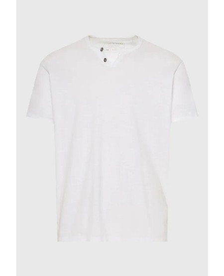 FUNKY BUDDHA  Men's cotton t-shirt with v-neck - The essentials FBM013-004-04 WHITE