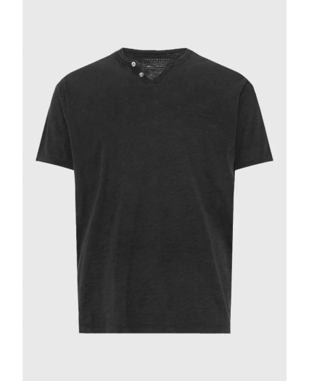FUNKY BUDDHA  Ανδρικό βαμβακερό t-shirt με v-neck - The essentials FBM013-004-04 BLACK