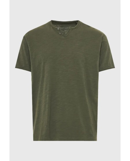 FUNKY BUDDHA  Ανδρικό βαμβακερό t-shirt με v-neck - The essentials FBM013-004-04 DEEP FOREST