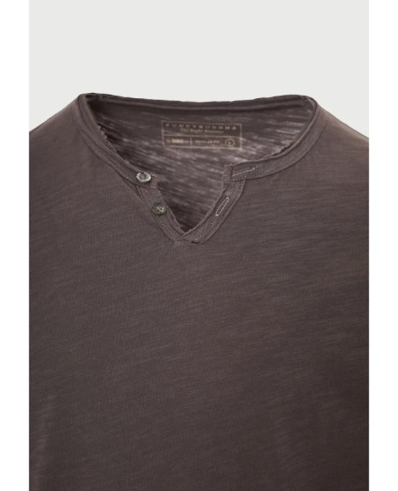FUNKY BUDDHA  Ανδρικό βαμβακερό t-shirt με v-neck - The essentials FBM013-004-04 MOON MIST