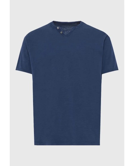 FUNKY BUDDHA  Men's cotton t-shirt with v-neck - The essentials FBM013-004-04 NAVY