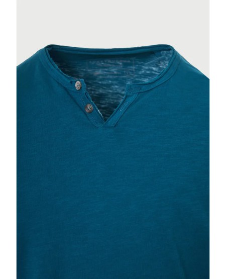 FUNKY BUDDHA  Men's cotton t-shirt with v-neck - The essentials FBM013-004-04 OCEAN DEPTH