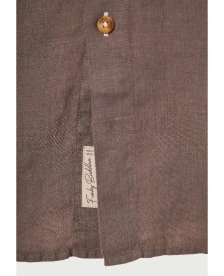 FUNKY BUDDHA  Ανδρικό λινό πουκάμισο - The essentials FBM013-003-05 MOON MIST