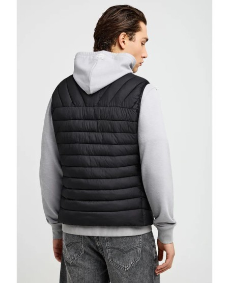 FUNKY BUDDHA Ανδρικό αμάνικο καπιτονέ μπουφάν FBM013-001-01 BLACK
