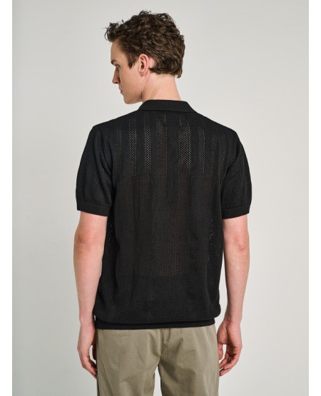 STAFF JEANS Key Ανδρικό Λεπτό Πλεκτό Πόλο Γιακάς 64-207.055 BLACK