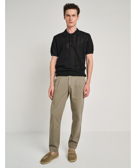 STAFF JEANS Key Ανδρικό Λεπτό Πλεκτό Πόλο Γιακάς 64-207.055 BLACK