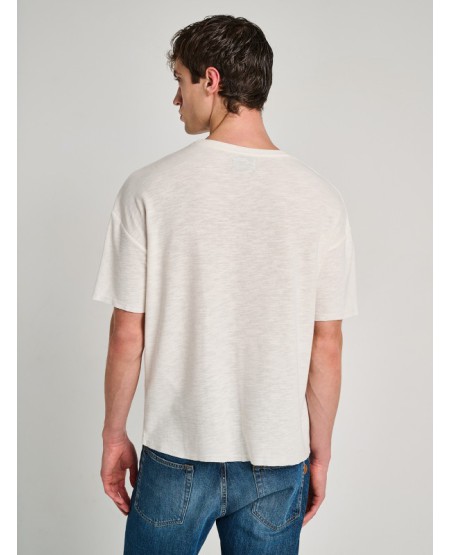 STAFF JEANS Justin Ανδρικό Μπλουζάκι Χαλαρή Εφαρμογή Κοντο Μανίκι 64-025.055 OFF WHITE
