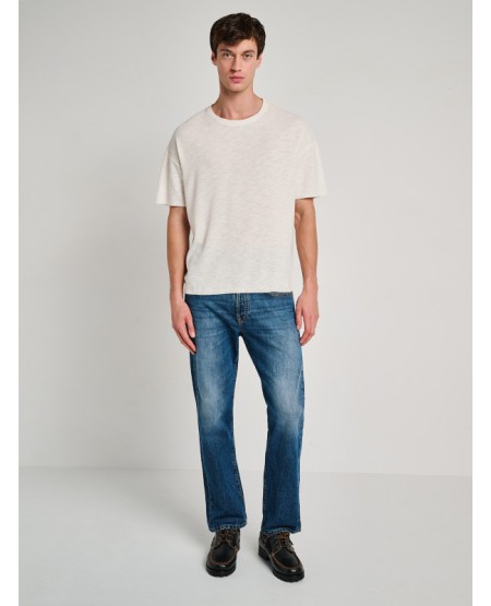 STAFF JEANS Justin Ανδρικό Μπλουζάκι Χαλαρή Εφαρμογή Κοντο Μανίκι 64-025.055 OFF WHITE