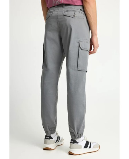 FUNKY BUDDHA Men's cargo pants with cuffed hem FBM013-030-02 STEEL GREY