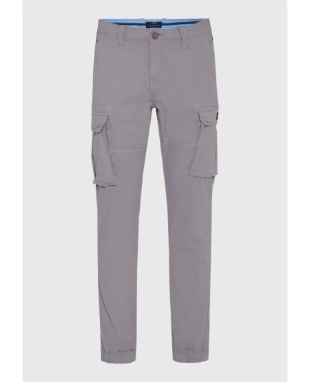FUNKY BUDDHA Men's cargo pants with cuffed hem FBM013-030-02 STEEL GREY
