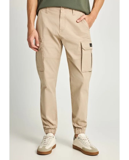FUNKY BUDDHA Ανδρικό cargo παντελόνι με cuffed τελείωμα FBM013-030-02 GREIGE