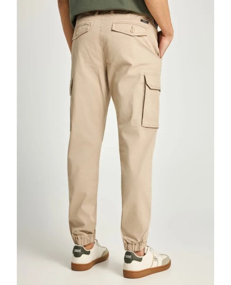 FUNKY BUDDHA Men's cargo pants with cuffed hem FBM013-030-02 GREIGE