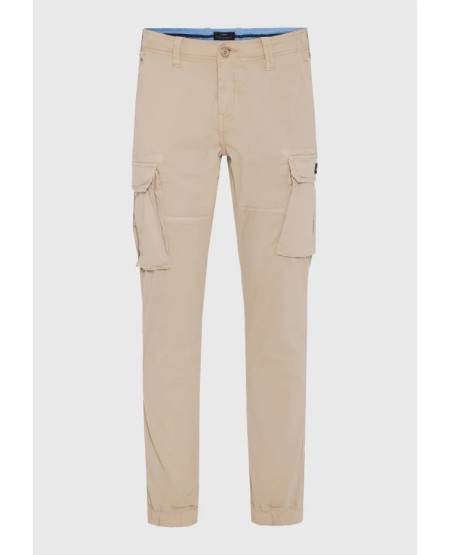 FUNKY BUDDHA Ανδρικό cargo παντελόνι με cuffed τελείωμα FBM013-030-02 GREIGE