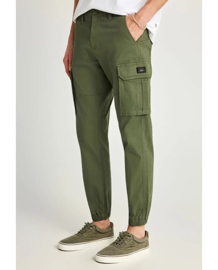 FUNKY BUDDHA Ανδρικό cargo παντελόνι με cuffed τελείωμα FBM013-030-02 DEEP FOREST