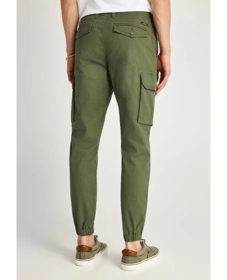 FUNKY BUDDHA Men's cargo pants with cuffed hem FBM013-030-02 DEEP FOREST