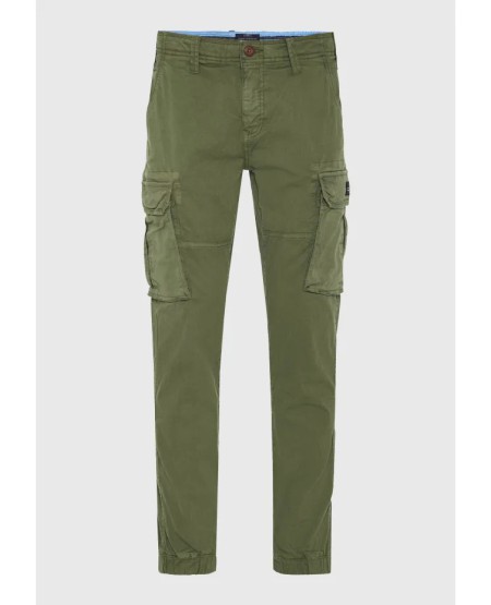 FUNKY BUDDHA Men's cargo pants with cuffed hem FBM013-030-02 DEEP FOREST
