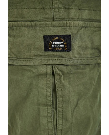 FUNKY BUDDHA Men's cargo pants with cuffed hem FBM013-030-02 DEEP FOREST