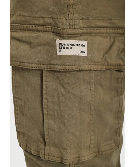 FUNKY BUDDHA Men's comfort cargo pants - The essentials FBM013-002-02 DUSTY KHAKI