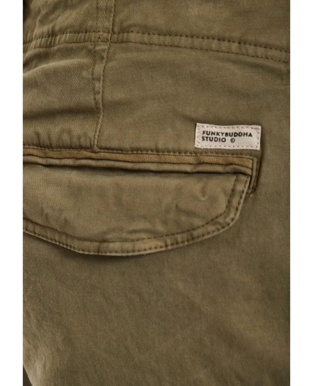 FUNKY BUDDHA Ανδρικό comfort cargo παντελόνι - The essentials FBM013-002-02 DUSTY KHAKI