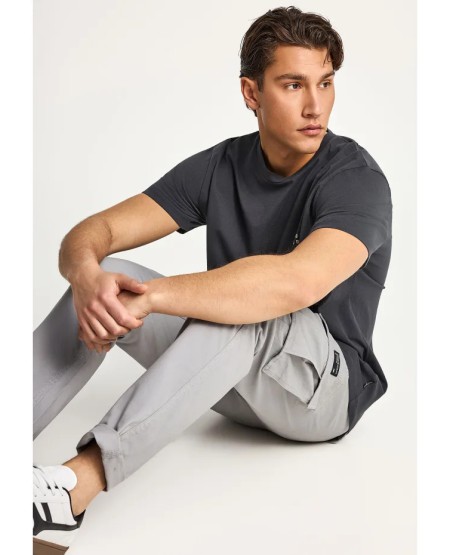 FUNKY BUDDHA Ανδρικό comfort cargo παντελόνι - The essentials FBM013-002-02 GREY