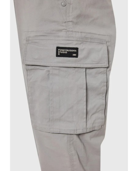 FUNKY BUDDHA Men's comfort cargo pants - The essentials FBM013-002-02 GREY