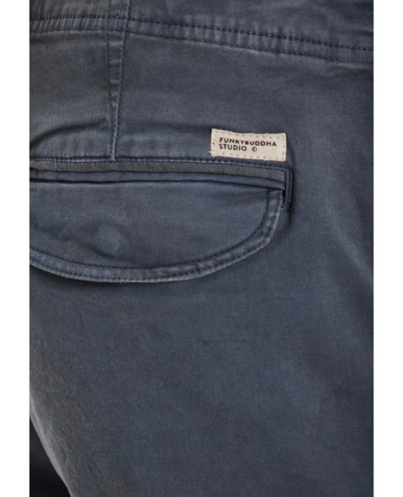 FUNKY BUDDHA Ανδρικό comfort cargo παντελόνι - The essentials FBM013-002-02 DUSTY BLUE